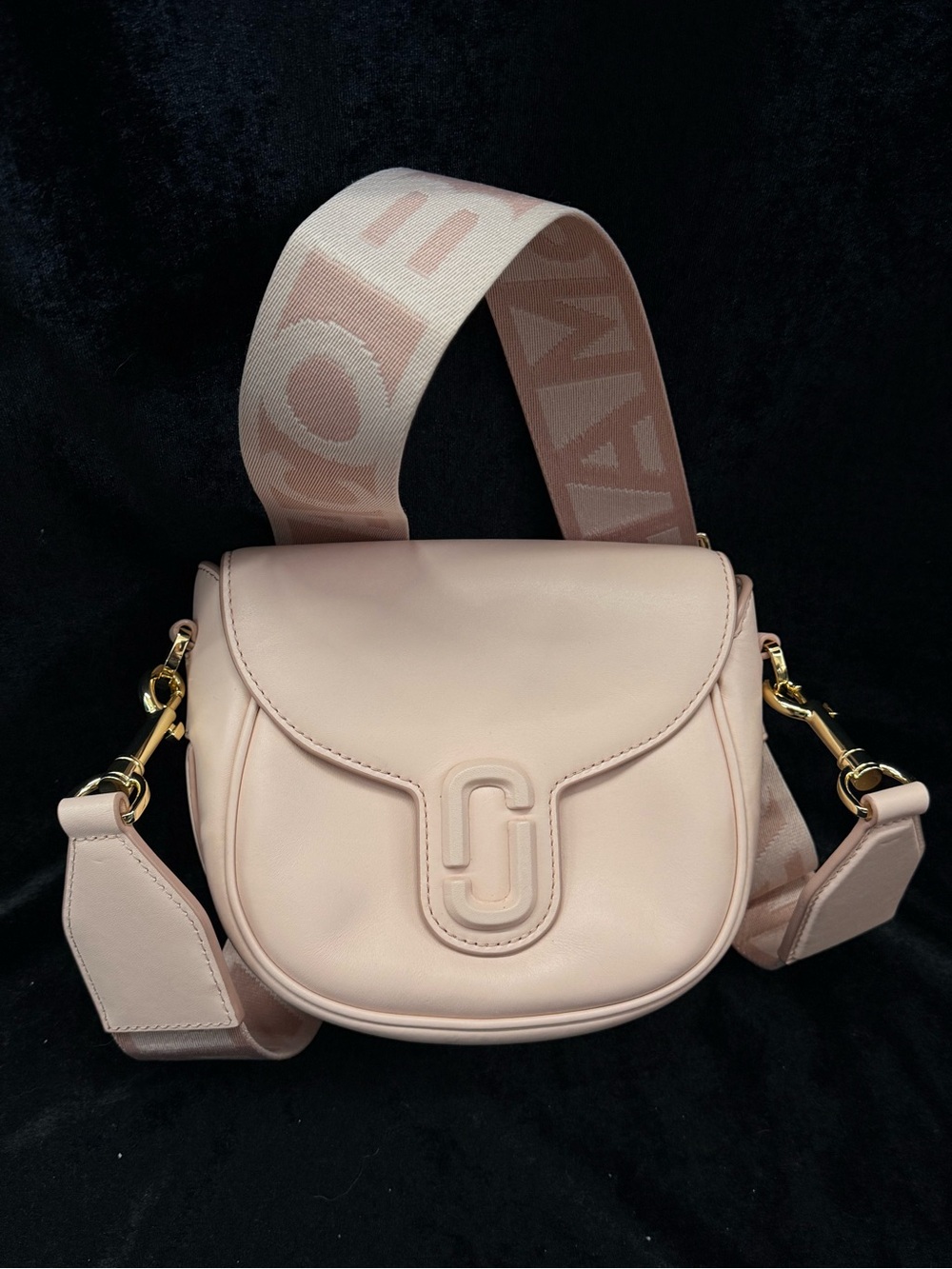 Marc Jacobs Blush Pink Saddle Crossbody with Branded Strap